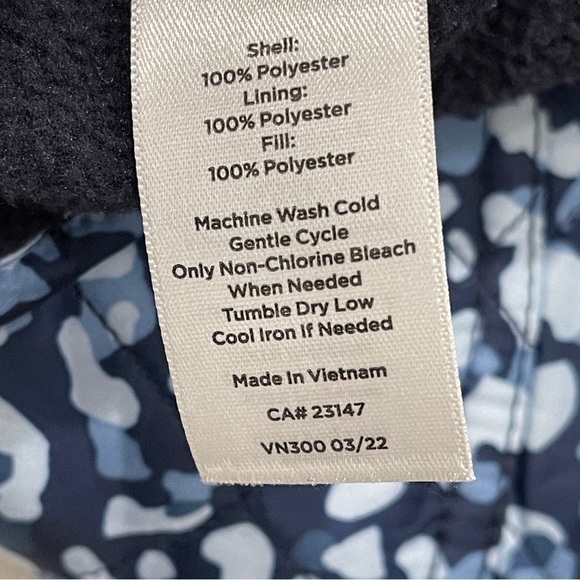 Talbots Blue Quilted Puffer Vest | Animal Print | Lightweight Fall Layer | Small - Picture 10 of 11